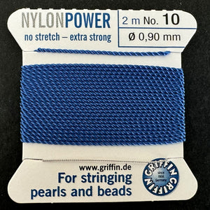 Griffin Nylon Power beading cord with needle, size #10 - 0.9mm, 2 metre - Oz Beads 