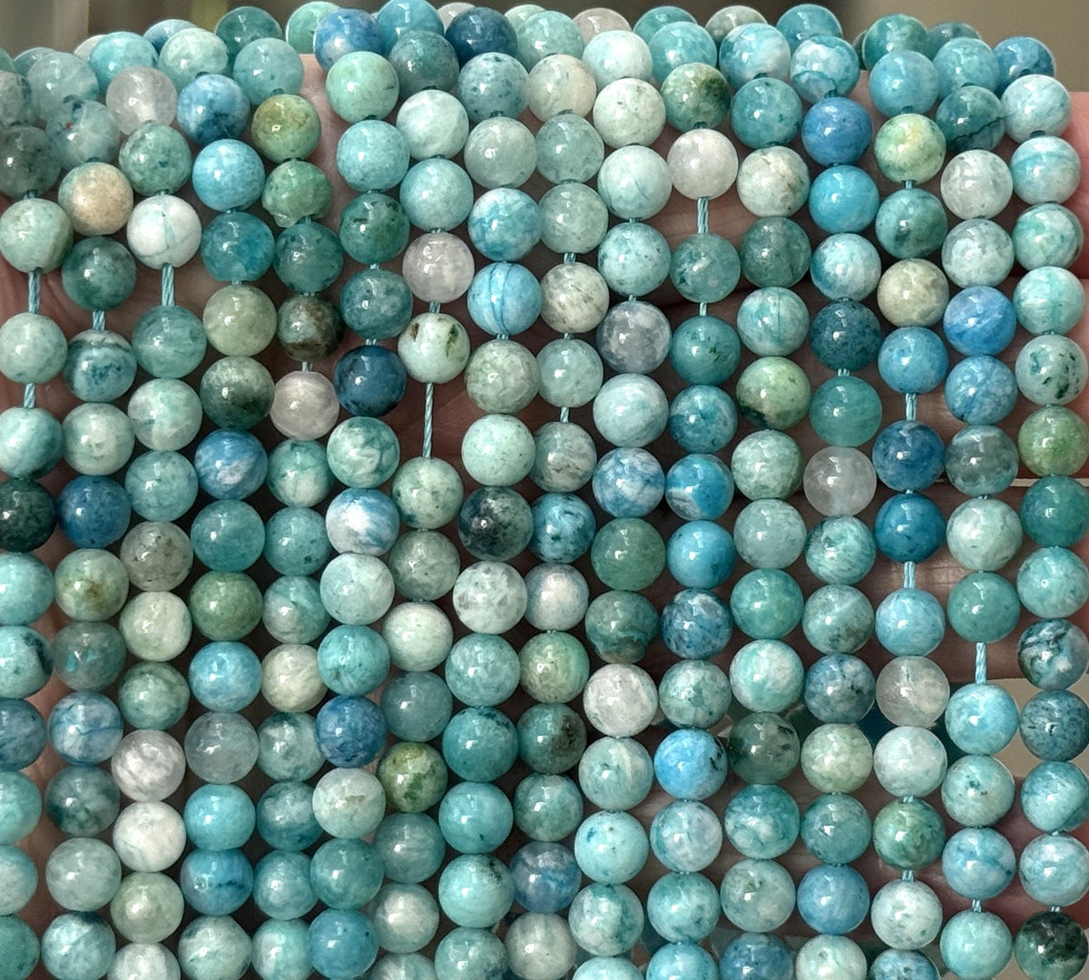 Hemimorphite 6mm round natural gemstone beads 15.5" strand - Oz Beads 