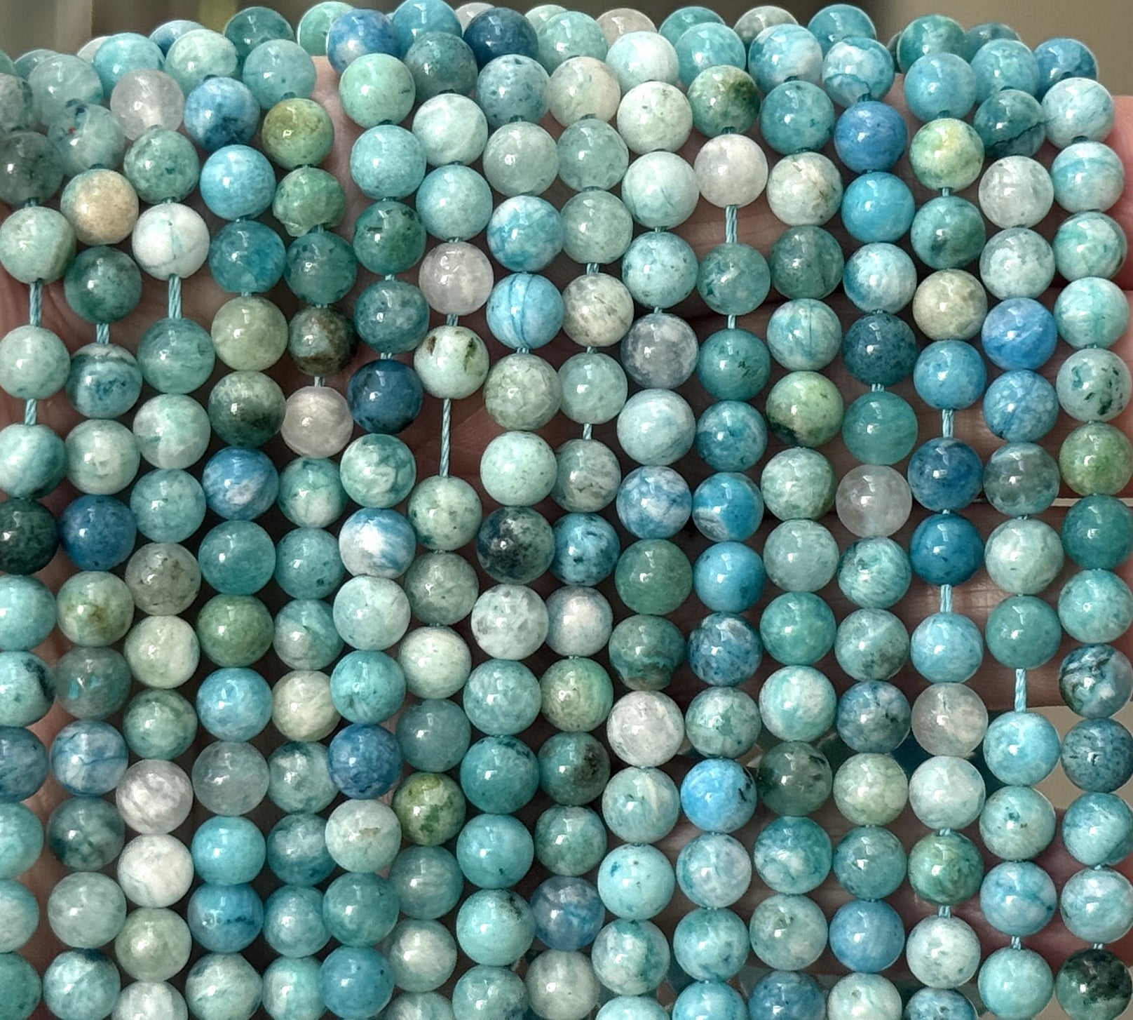 Hemimorphite 6mm round natural gemstone beads 15.5" strand - Oz Beads 