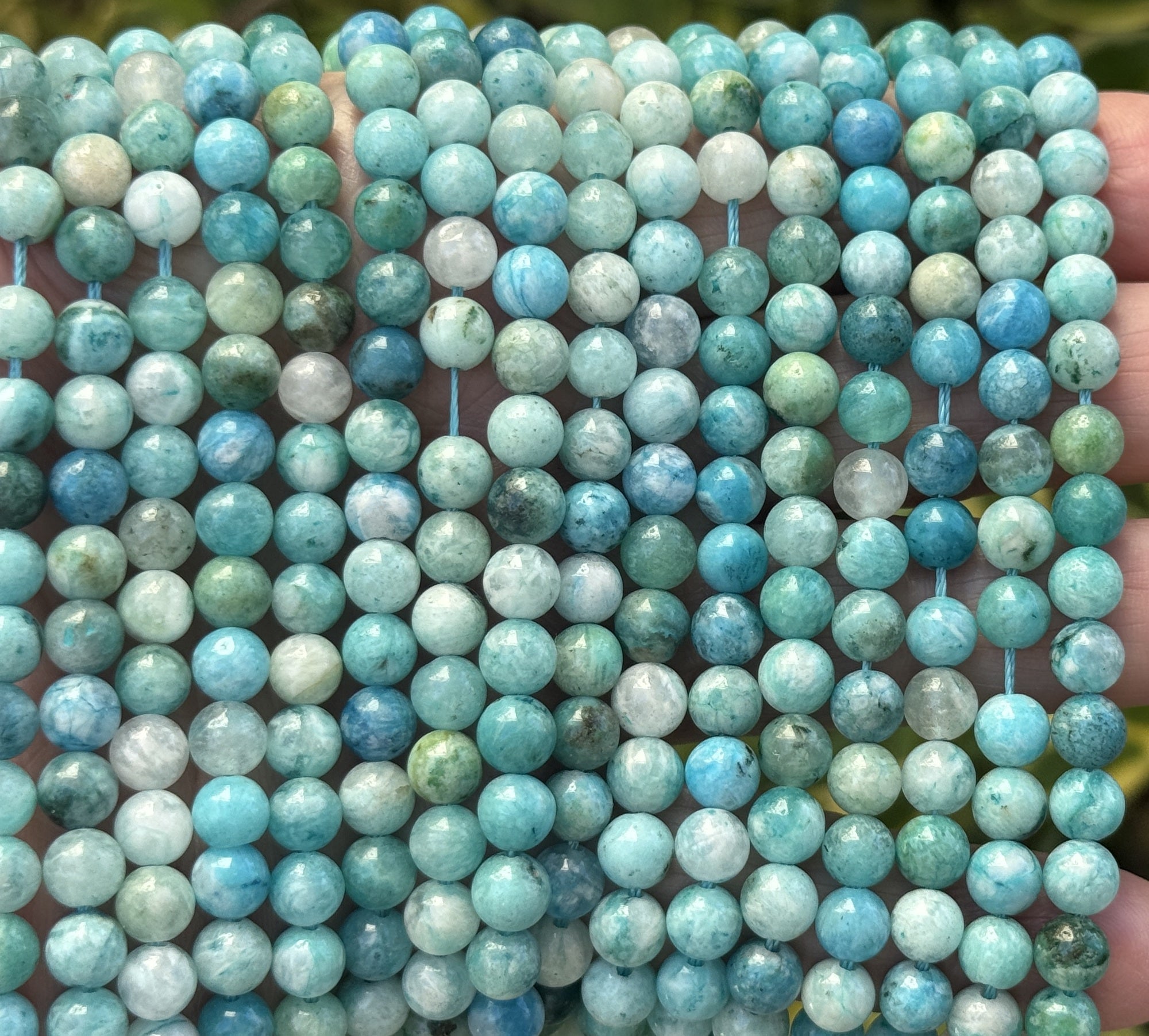 Hemimorphite 6mm round natural gemstone beads 15.5" strand - Oz Beads 