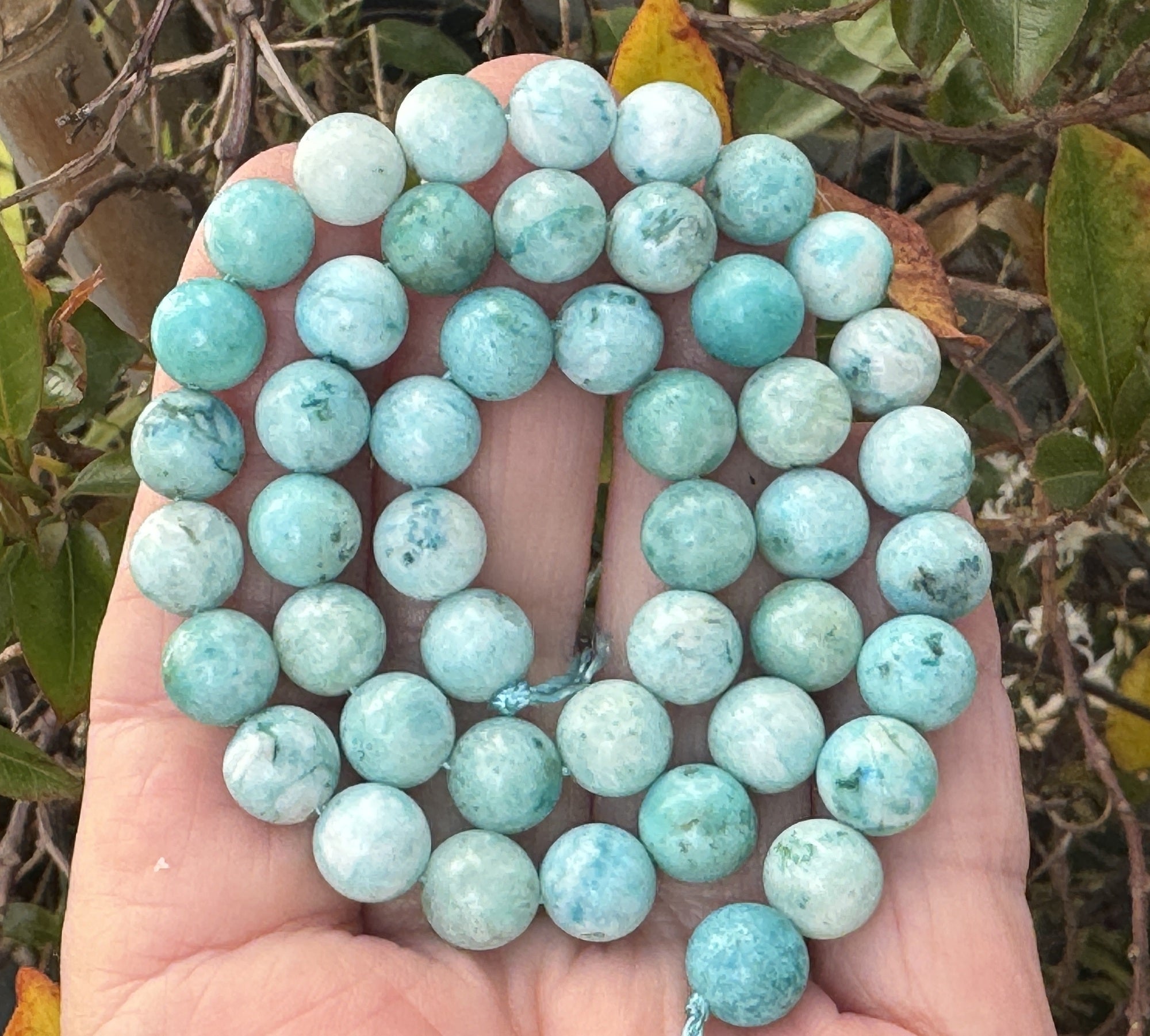 Hemimorphite 8mm round natural gemstone beads 15" strand - Oz Beads 