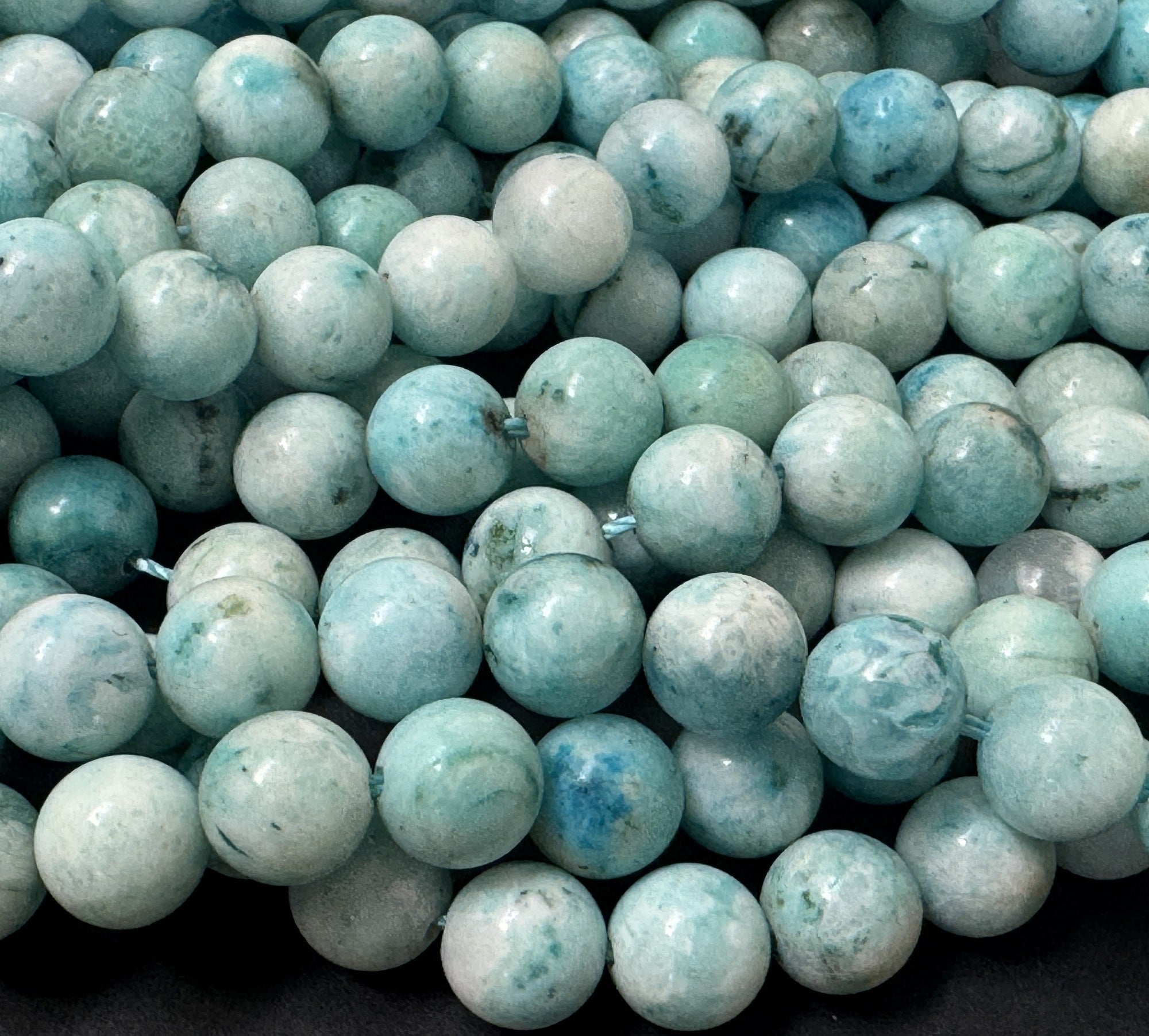Hemimorphite 8mm round natural gemstone beads 15" strand - Oz Beads 
