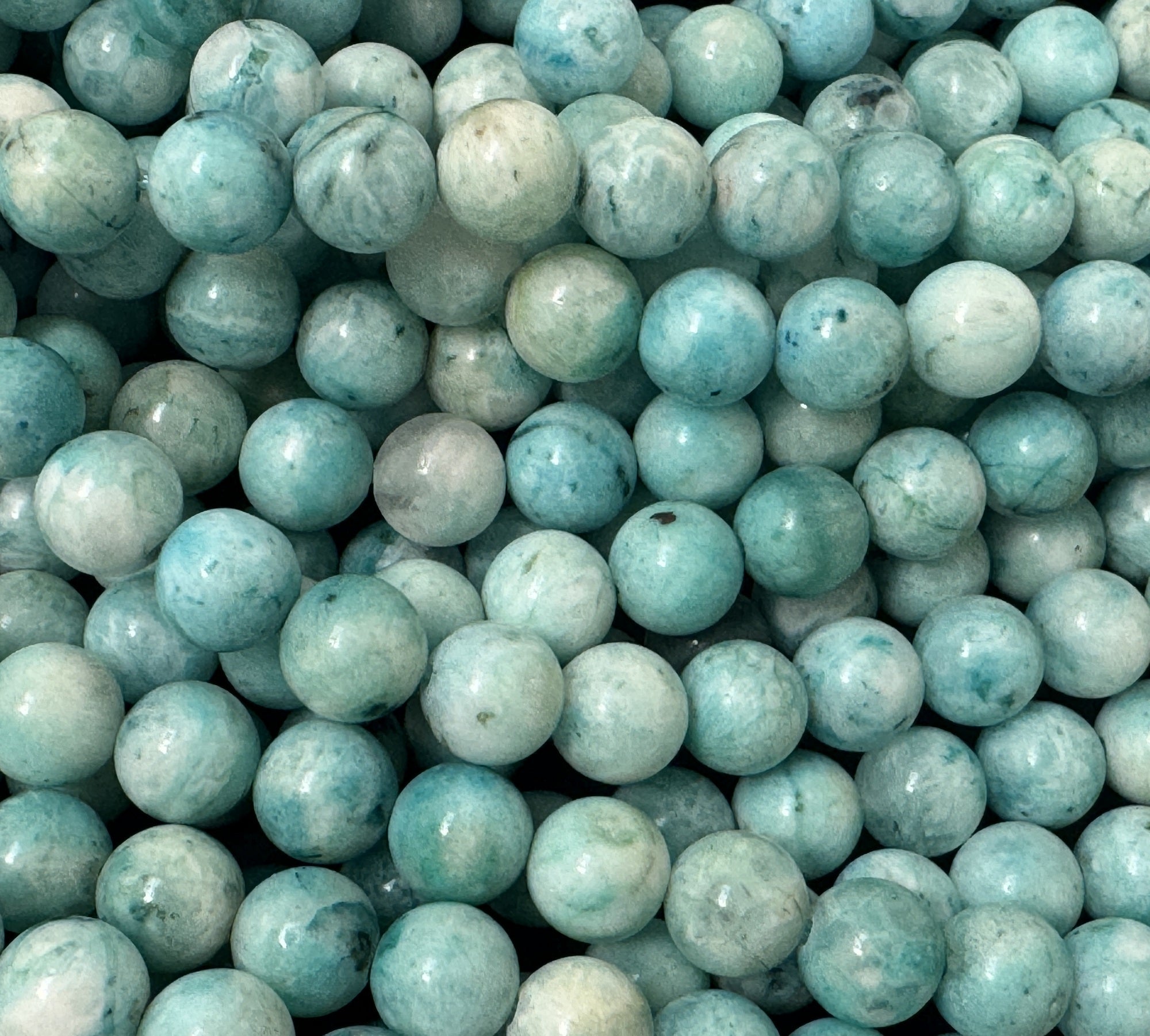 Hemimorphite 8mm round natural gemstone beads 15" strand - Oz Beads 