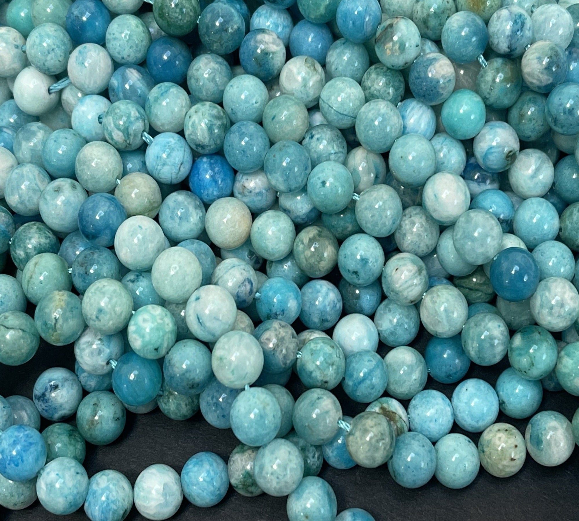 Hemimorphite 8mm round natural gemstone beads 15.5" strand - Oz Beads 