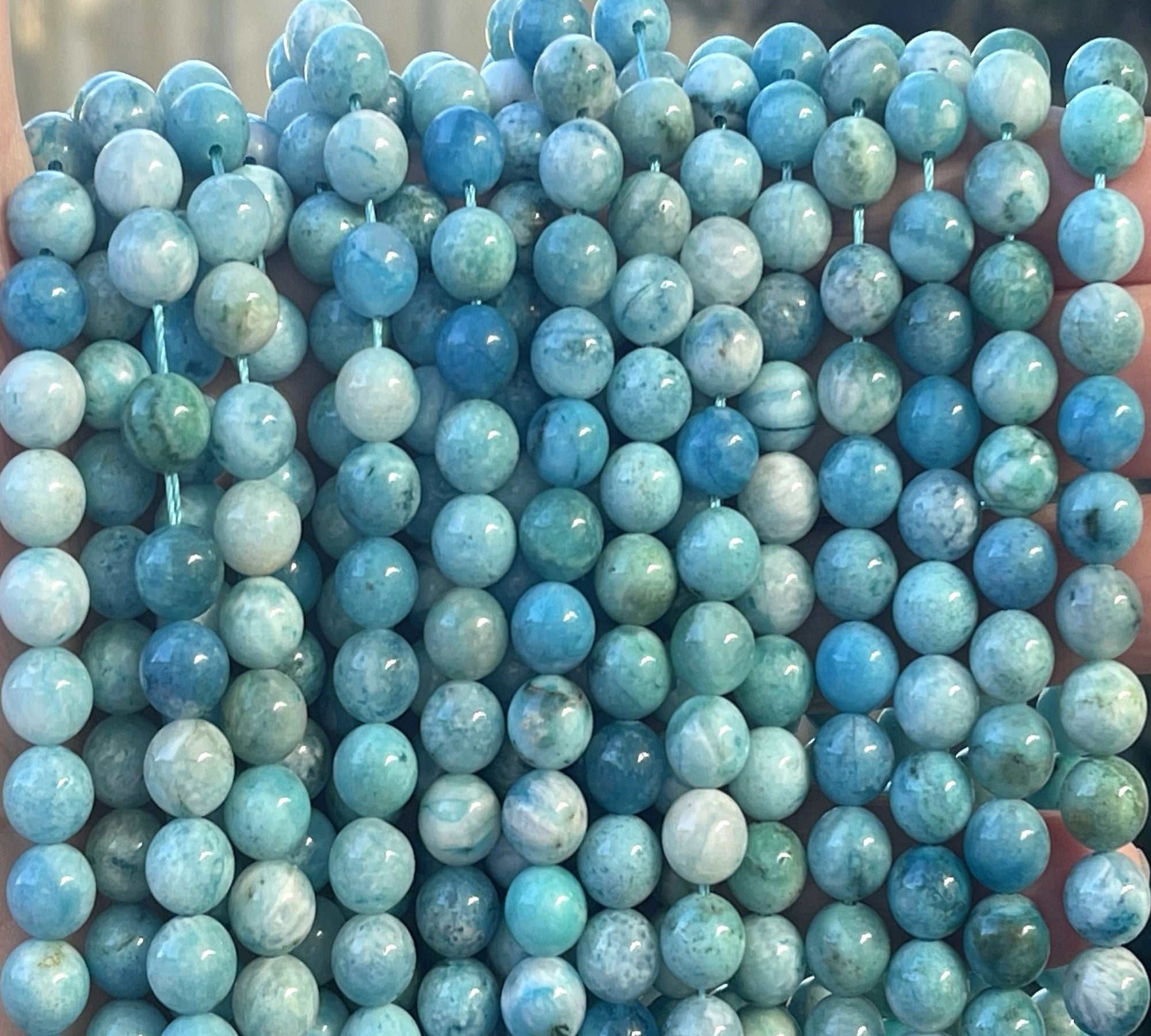 Hemimorphite 8mm round natural gemstone beads 15.5" strand - Oz Beads 