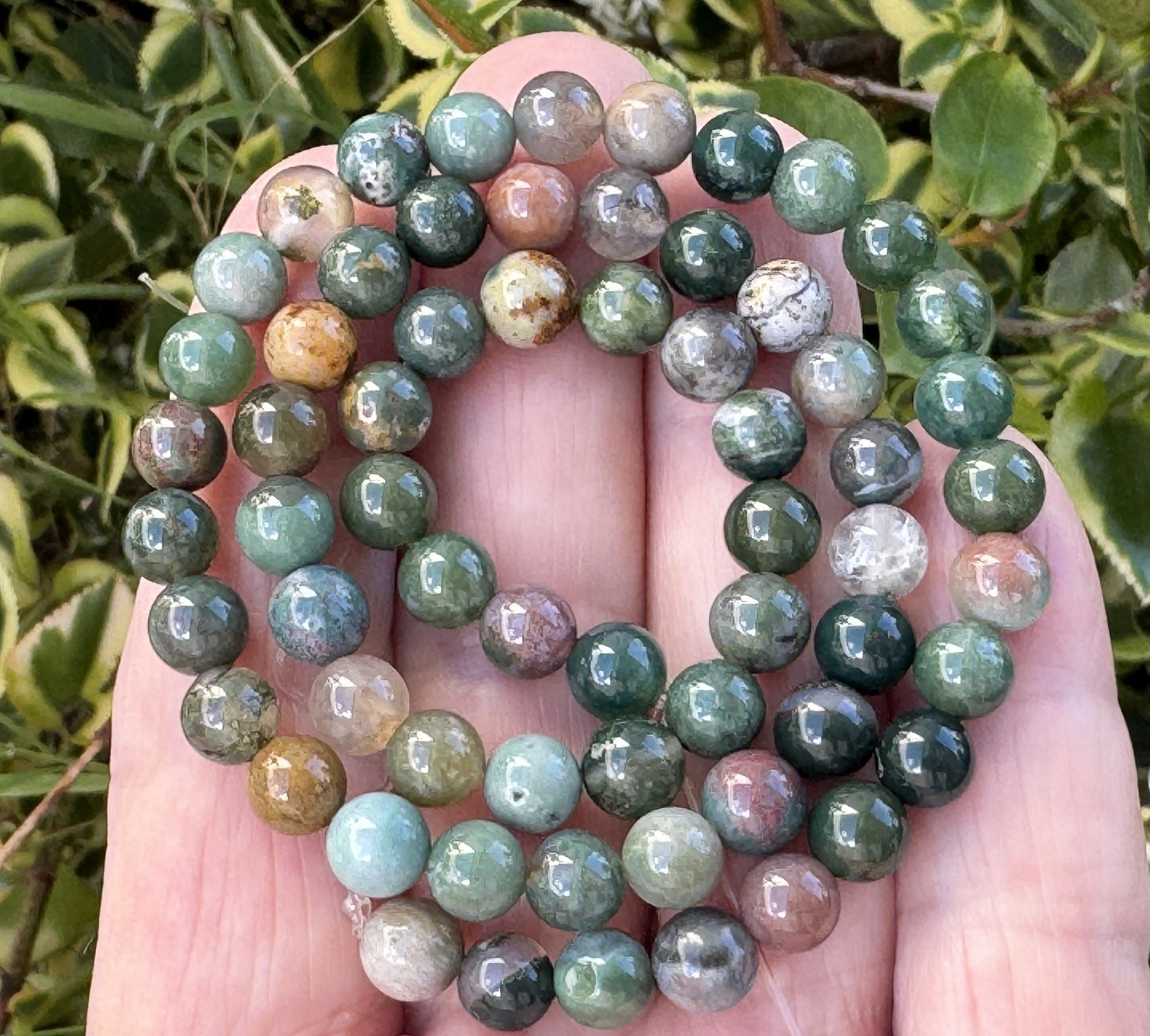 Indian Agate 6mm round natural gemstone beads 16" strand - Oz Beads 