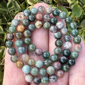 Indian Agate 6mm round natural gemstone beads 16" strand - Oz Beads 