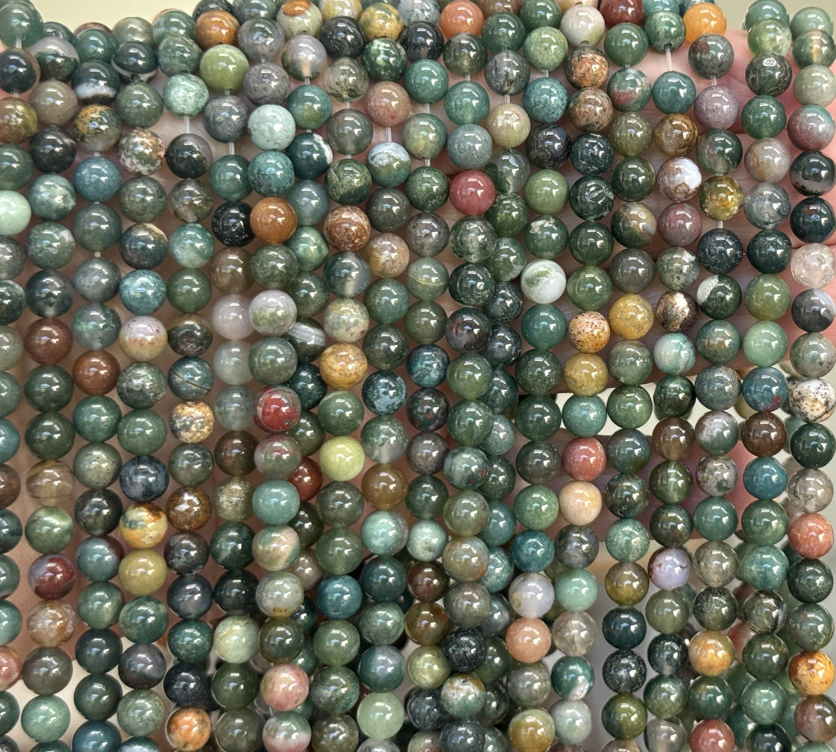 Indian Agate 6mm round natural gemstone beads 16" strand - Oz Beads 