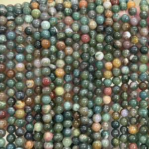 Indian Agate 6mm round natural gemstone beads 16" strand - Oz Beads 