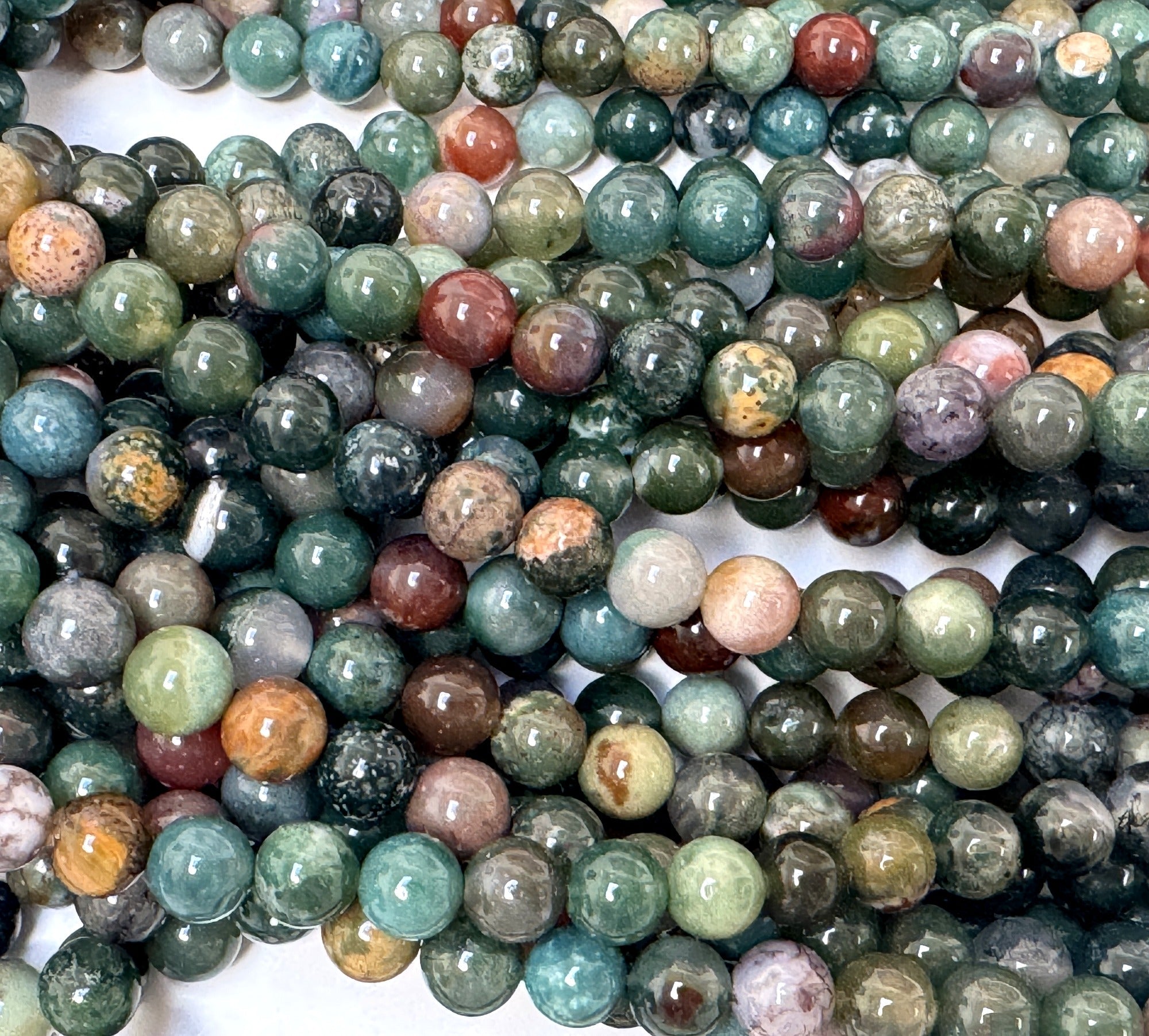 Indian Agate 6mm round natural gemstone beads 16" strand - Oz Beads 