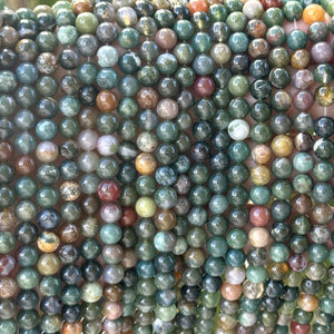 Indian Agate 6mm round natural gemstone beads 16" strand - Oz Beads 