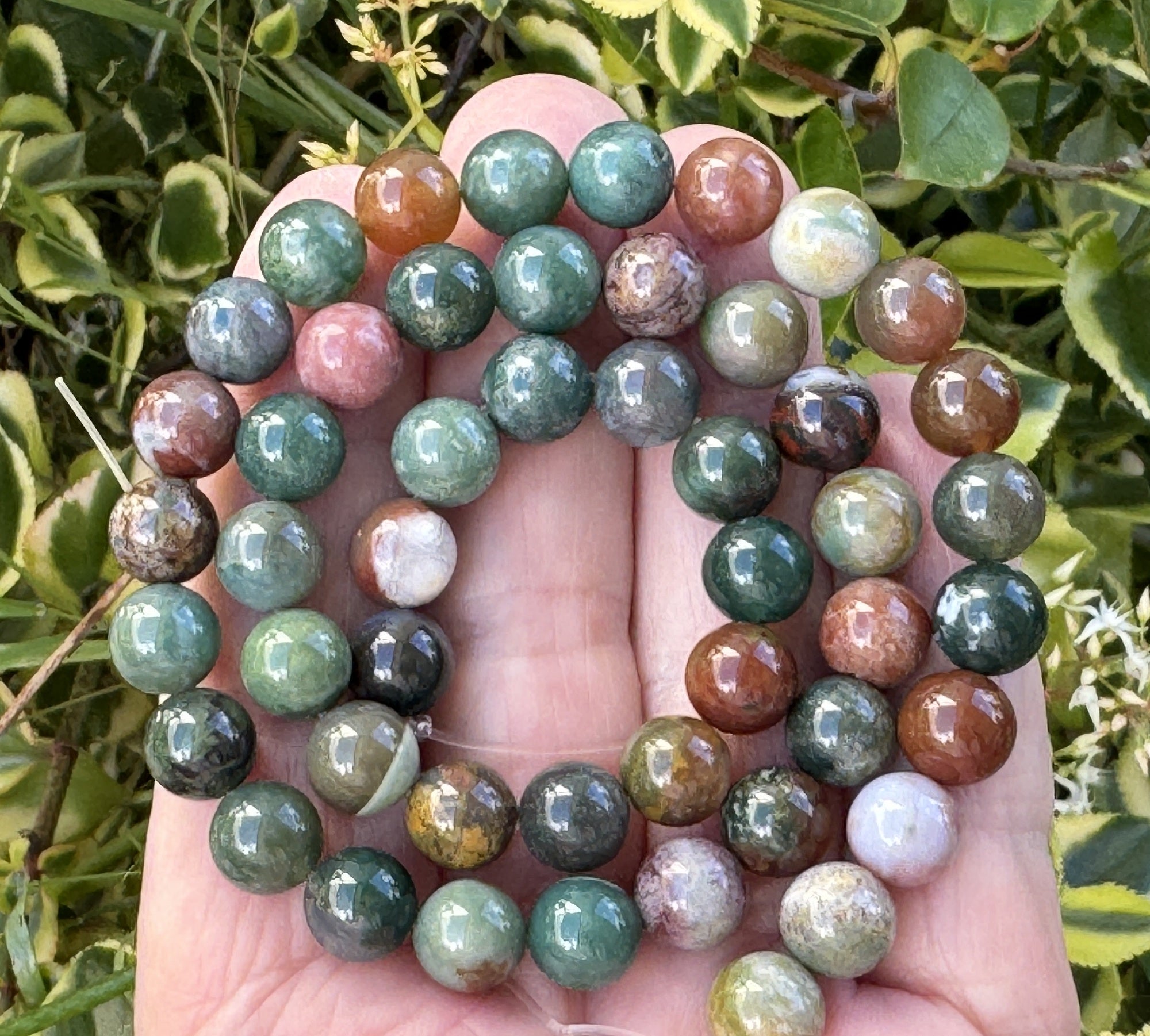 Indian Agate 8mm round natural gemstone beads 16" strand - Oz Beads 