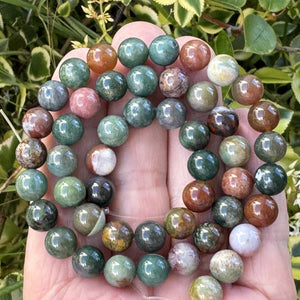 Indian Agate 8mm round natural gemstone beads 16" strand - Oz Beads 