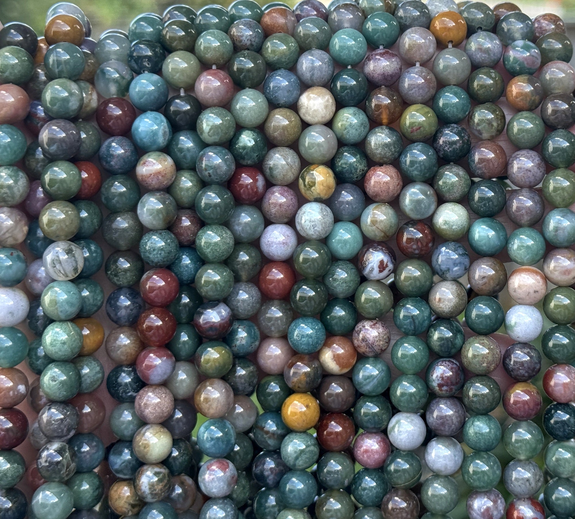 Indian Agate 8mm round natural gemstone beads 16" strand - Oz Beads 