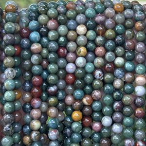 Indian Agate 8mm round natural gemstone beads 16" strand - Oz Beads 