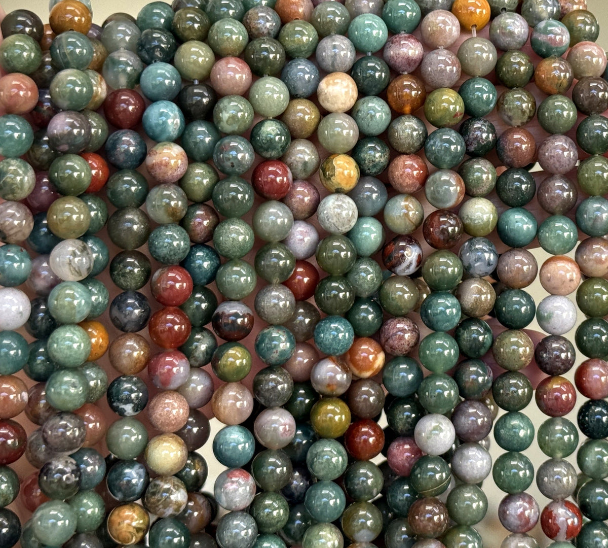 Indian Agate 8mm round natural gemstone beads 16" strand - Oz Beads 