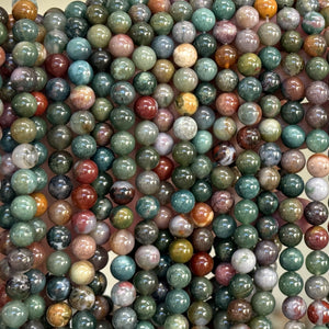Indian Agate 8mm round natural gemstone beads 16" strand - Oz Beads 
