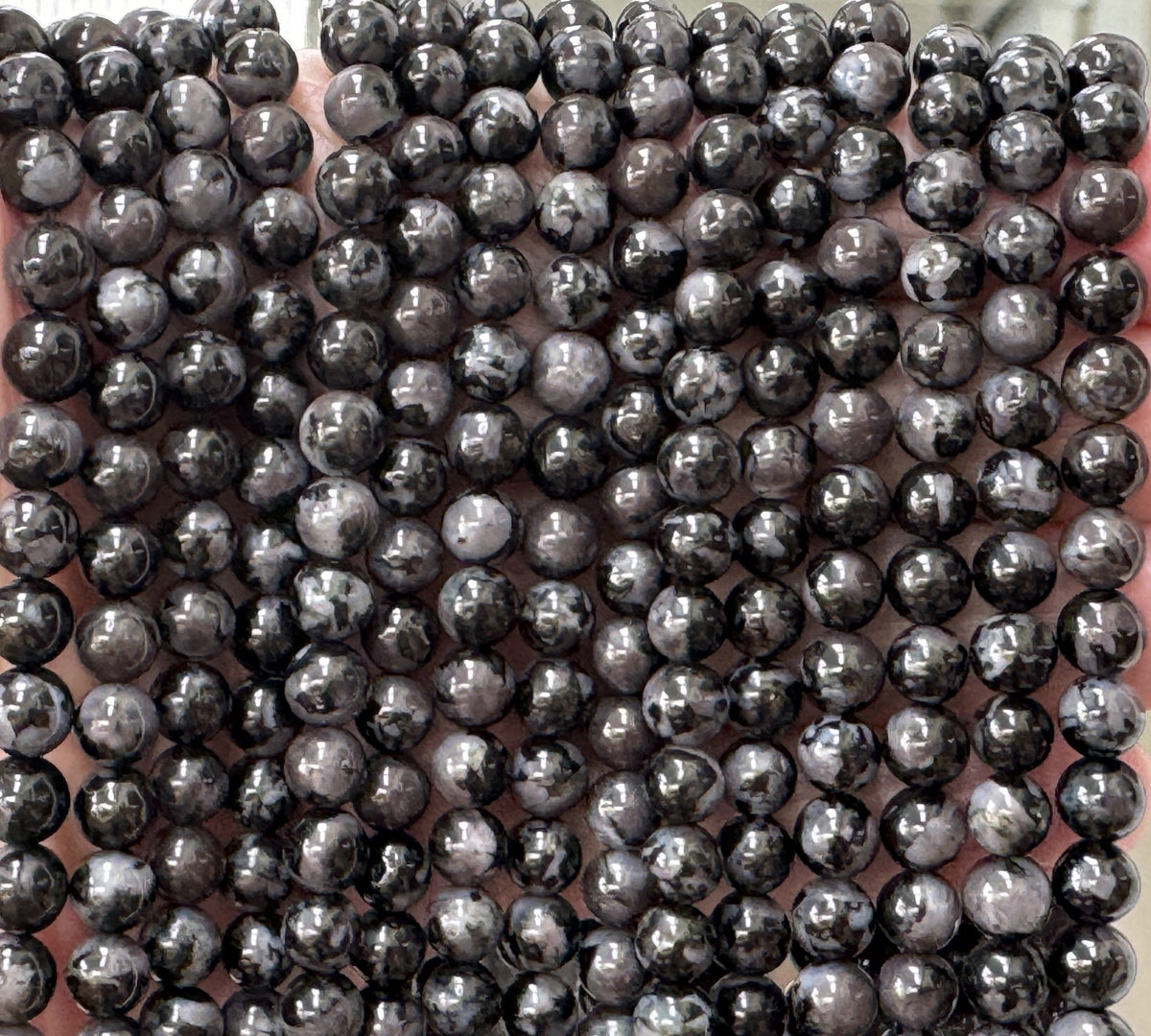 Indigo Gabbro Mystic Merlinite 6mm round natural gemstone beads 15.5" strand - Oz Beads 