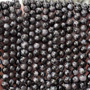 Indigo Gabbro Mystic Merlinite 6mm round natural gemstone beads 15.5" strand - Oz Beads 