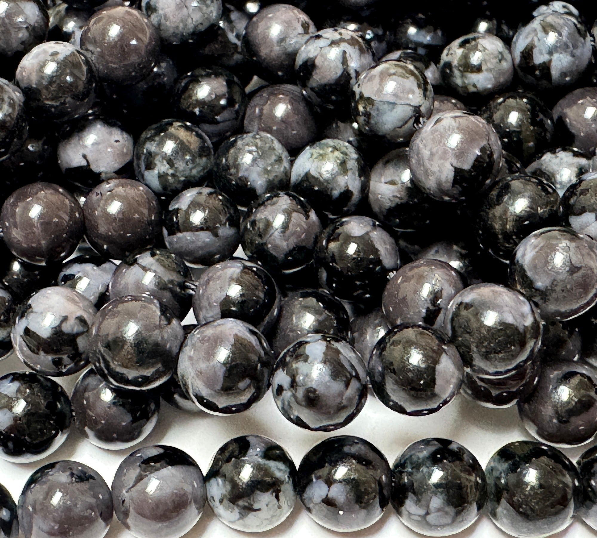 Indigo Gabbro Mystic Merlinite 6mm round natural gemstone beads 15.5" strand - Oz Beads 