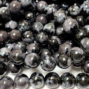 Indigo Gabbro Mystic Merlinite 6mm round natural gemstone beads 15.5" strand - Oz Beads 