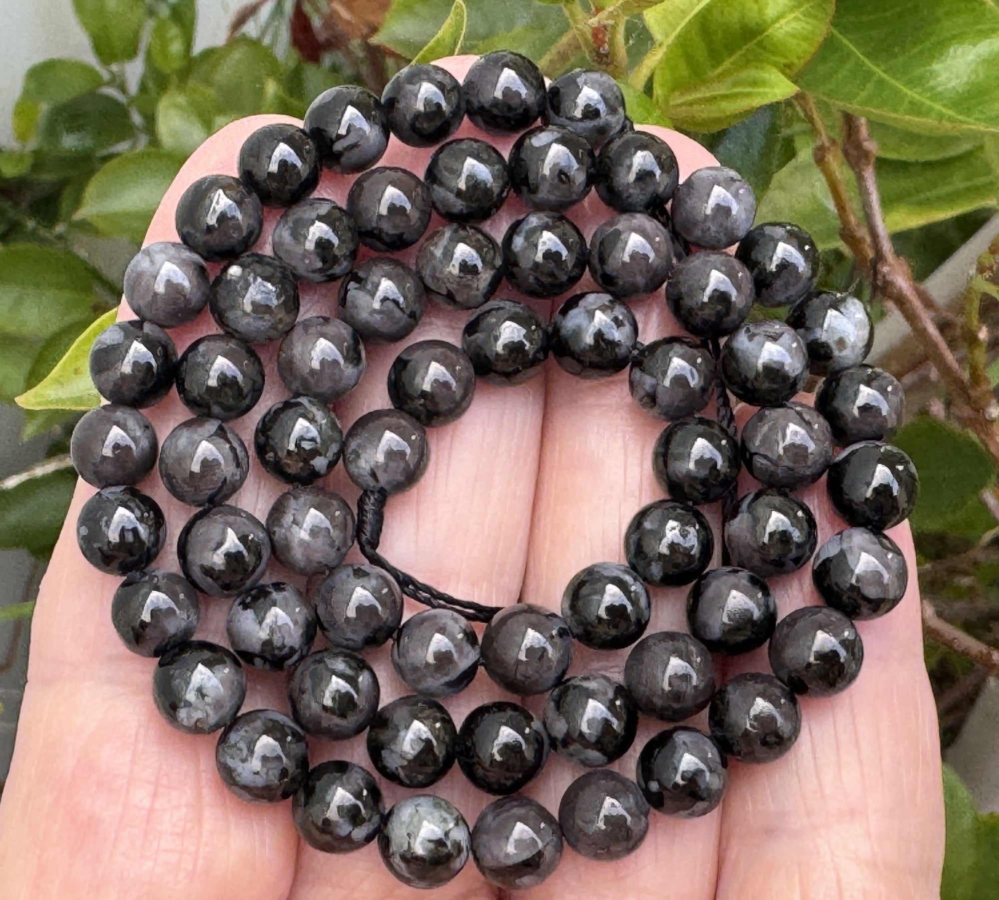 Indigo Gabbro Mystic Merlinite 6mm round natural gemstone beads 15.5" strand - Oz Beads 