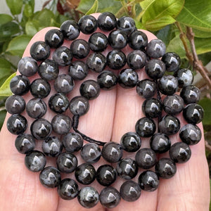 Indigo Gabbro Mystic Merlinite 6mm round natural gemstone beads 15.5" strand - Oz Beads 