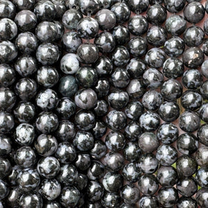 Indigo Gabbro Mystic Merlinite 8mm round natural gemstone beads 15" strand - Oz Beads 