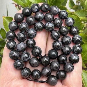 Indigo Gabbro Mystic Merlinite 8mm round natural gemstone beads 15" strand - Oz Beads 
