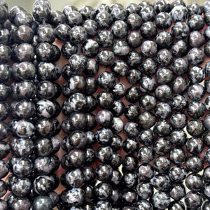 Indigo Gabbro Mystic Merlinite 8mm round natural gemstone beads 15" strand - Oz Beads 