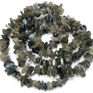 Labradorite 6-10mm chip beads natural gemstone chips 32" strand - Oz Beads 