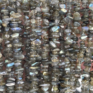 Labradorite 6-10mm chip beads natural gemstone chips 32" strand - Oz Beads 