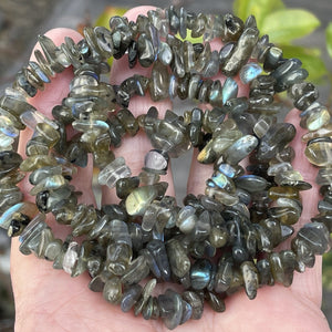 Labradorite 6-10mm chip beads natural gemstone chips 32" strand - Oz Beads 