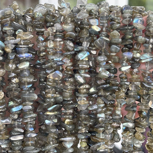 Labradorite 6-10mm chip beads natural gemstone chips 32" strand - Oz Beads 