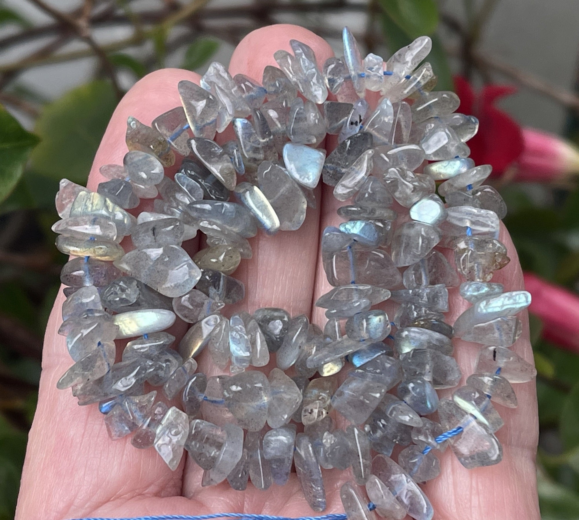 Labradorite 6-9mm chip beads natural gemstone chips 15" strand - Oz Beads 