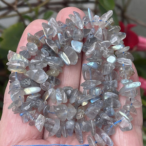 Labradorite 6-9mm chip beads natural gemstone chips 15" strand - Oz Beads 