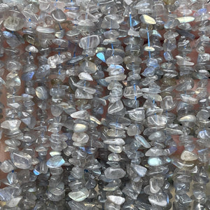 Labradorite 6-9mm chip beads natural gemstone chips 15" strand - Oz Beads 