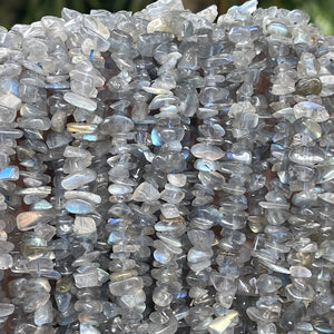 Labradorite 6-9mm chip beads natural gemstone chips 15" strand - Oz Beads 