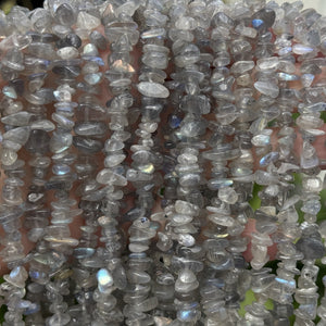 Labradorite 6-9mm chip beads natural gemstone chips 32" strand - Oz Beads 