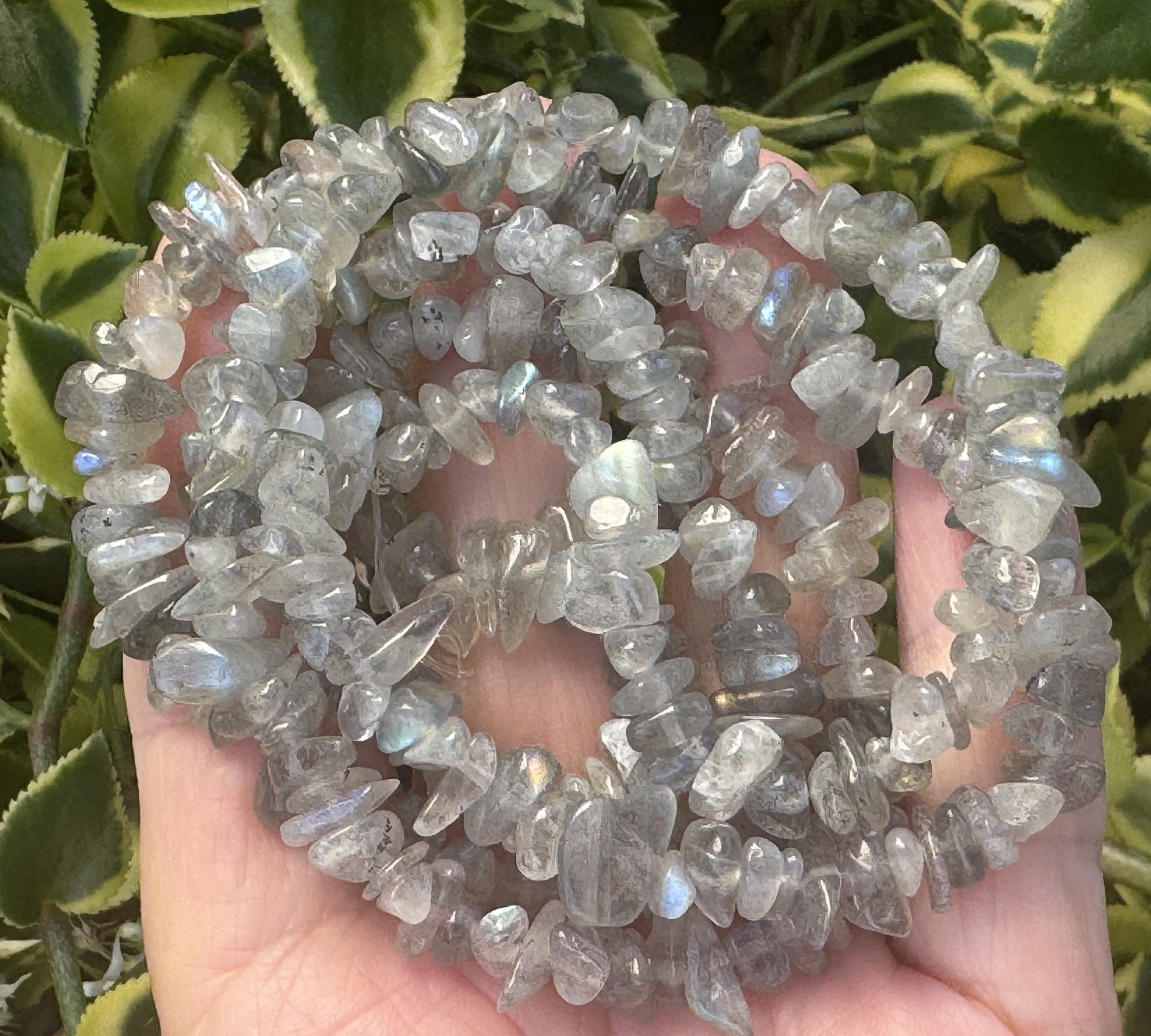 Labradorite 6-9mm chip beads natural gemstone chips 32" strand - Oz Beads 