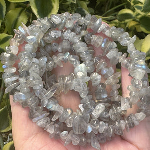 Labradorite 6-9mm chip beads natural gemstone chips 32" strand - Oz Beads 