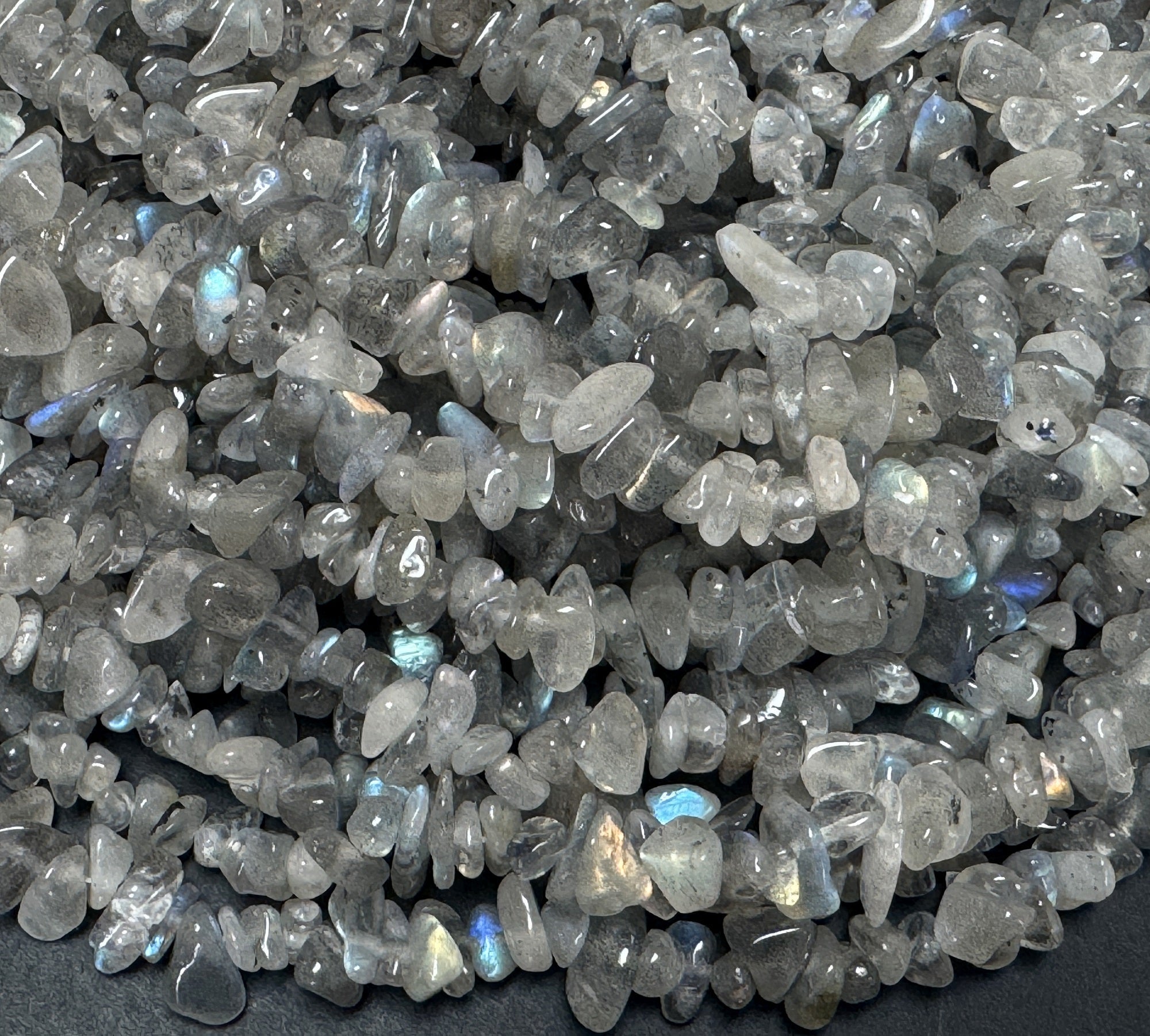 Labradorite 6-9mm chip beads natural gemstone chips 32" strand - Oz Beads 