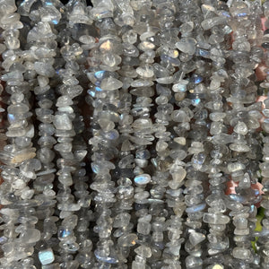 Labradorite 6-9mm chip beads natural gemstone chips 32" strand - Oz Beads 