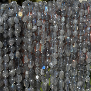 Labradorite 8-10mm nuggets natural gemstone pebble beads 15.5" strand - Oz Beads 