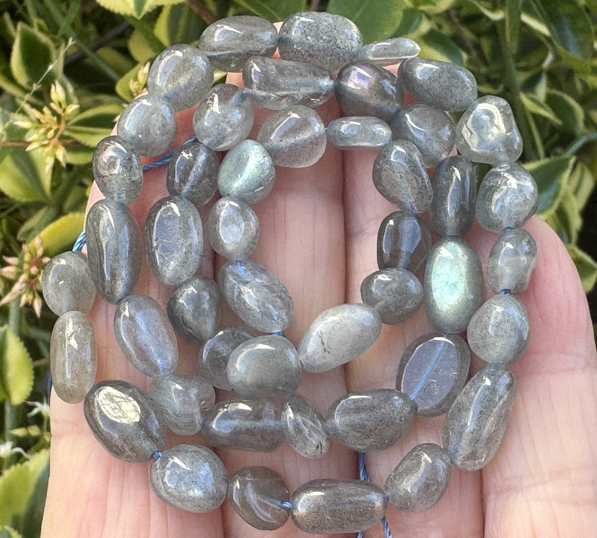 Labradorite 8-10mm nuggets natural gemstone pebble beads 15.5" strand - Oz Beads 