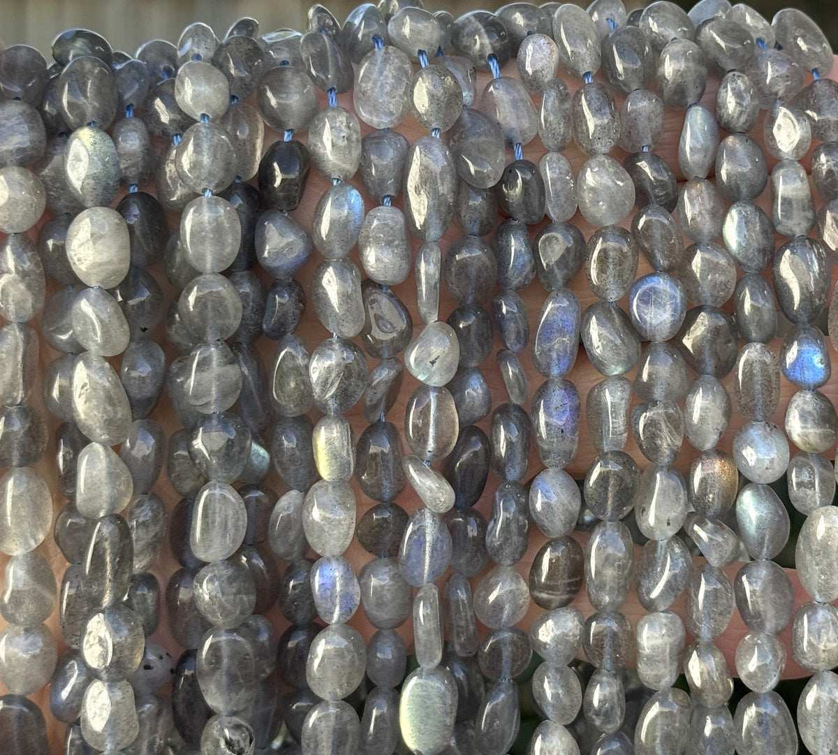 Labradorite 8-10mm nuggets natural gemstone pebble beads 15.5" strand - Oz Beads 