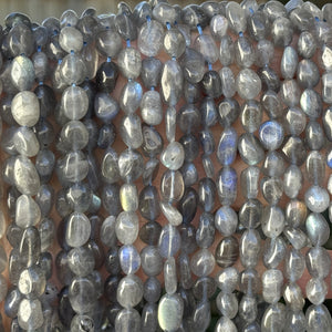Labradorite 8-10mm nuggets natural gemstone pebble beads 15.5" strand - Oz Beads 