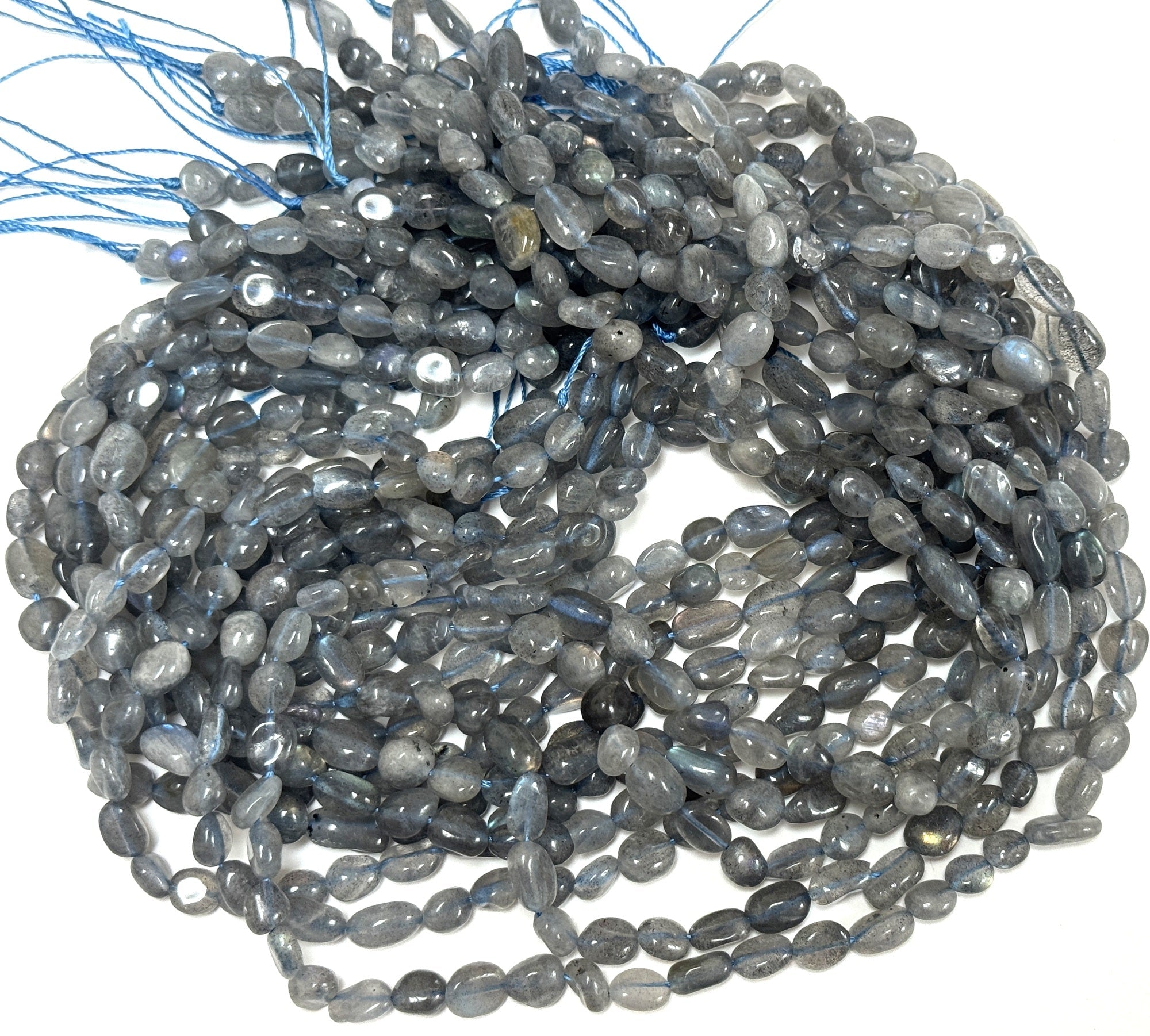 Labradorite 8-10mm nuggets natural gemstone pebble beads 15.5" strand - Oz Beads 