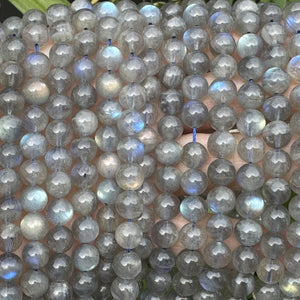 Labradorite 8mm round natural gemstone beads 16.5" strand - Oz Beads 