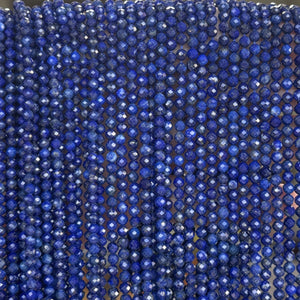 Lapis Lazuli 3mm 4mm faceted round natural gemstone beads 15.5" strand - Oz Beads 